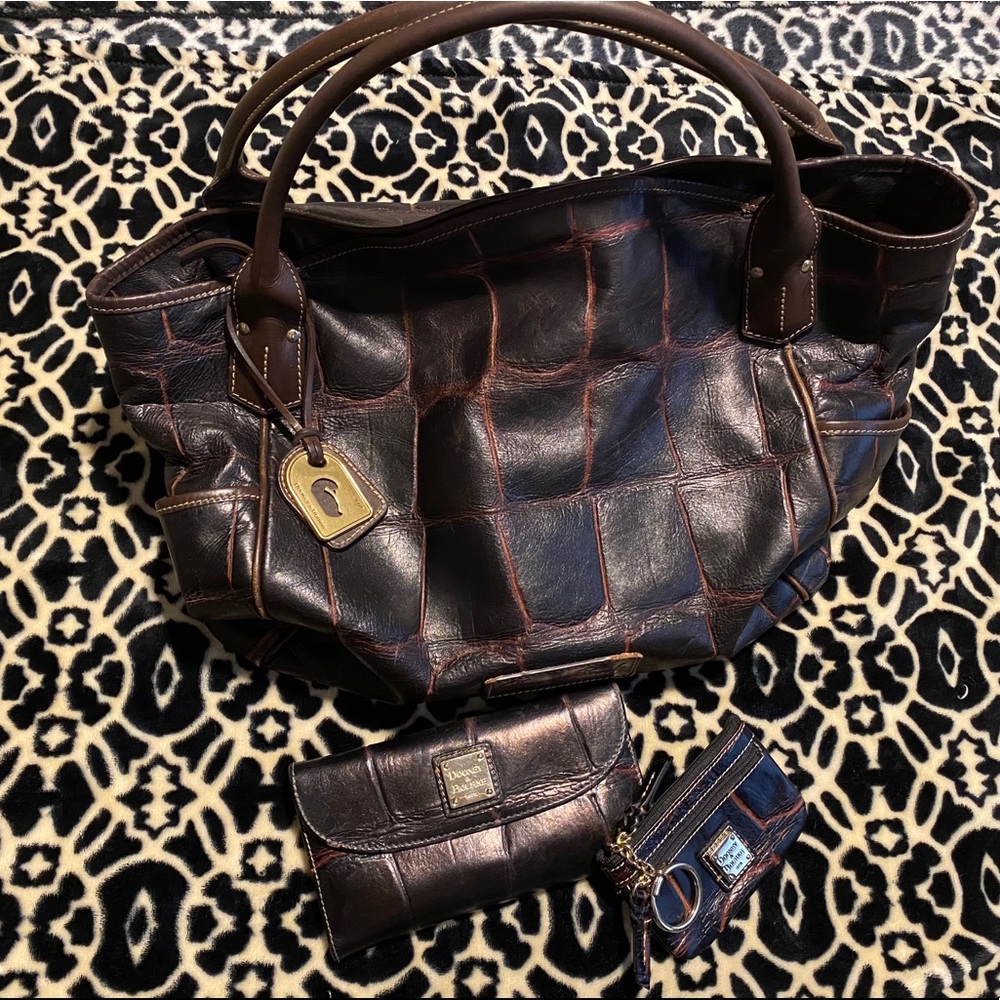 RARE D&B Croc Embossed Tote Purse Set